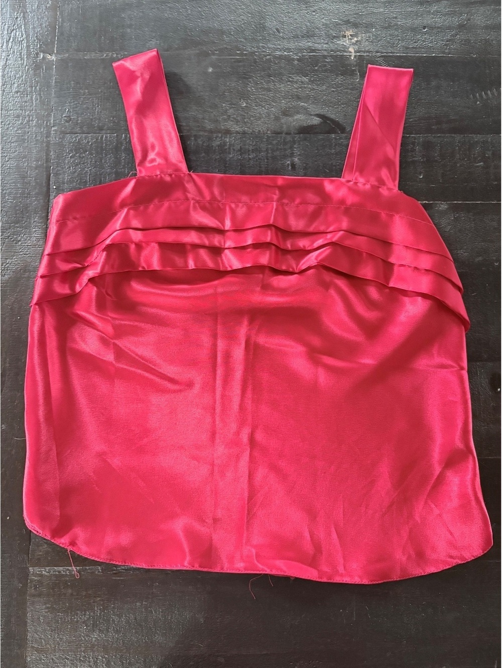 Red Satin Ruffle Detail Sleeveless Top